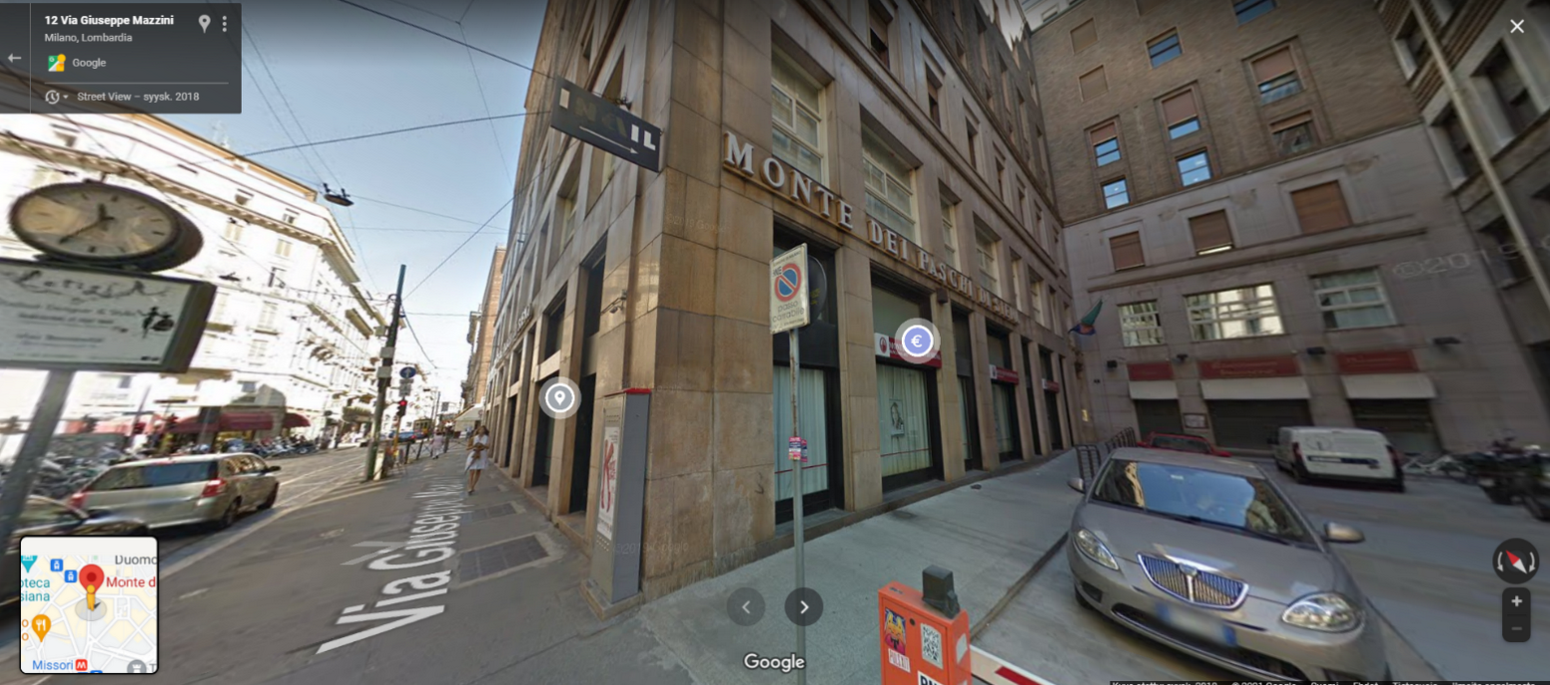 Monte Dei Paschin julkisivu Google Street Viewssa