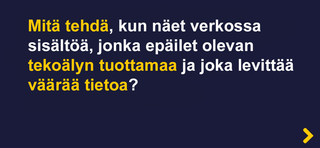 Teksti: Mitä tehdä kun näet verkossa sisältöä, jonka epäilet olevan tekoälyn tuottamaa?